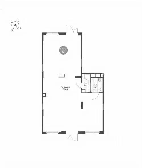 Торговая площадь в Москва 3-я оч., Шагал жилой комплекс, к2.4 (112 м) - Фото 2