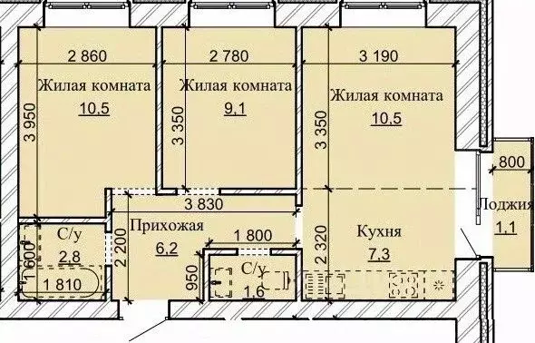 3-к кв. Алтайский край, Барнаул городской округ, Южный рп ул. Герцена, ... - Фото 0