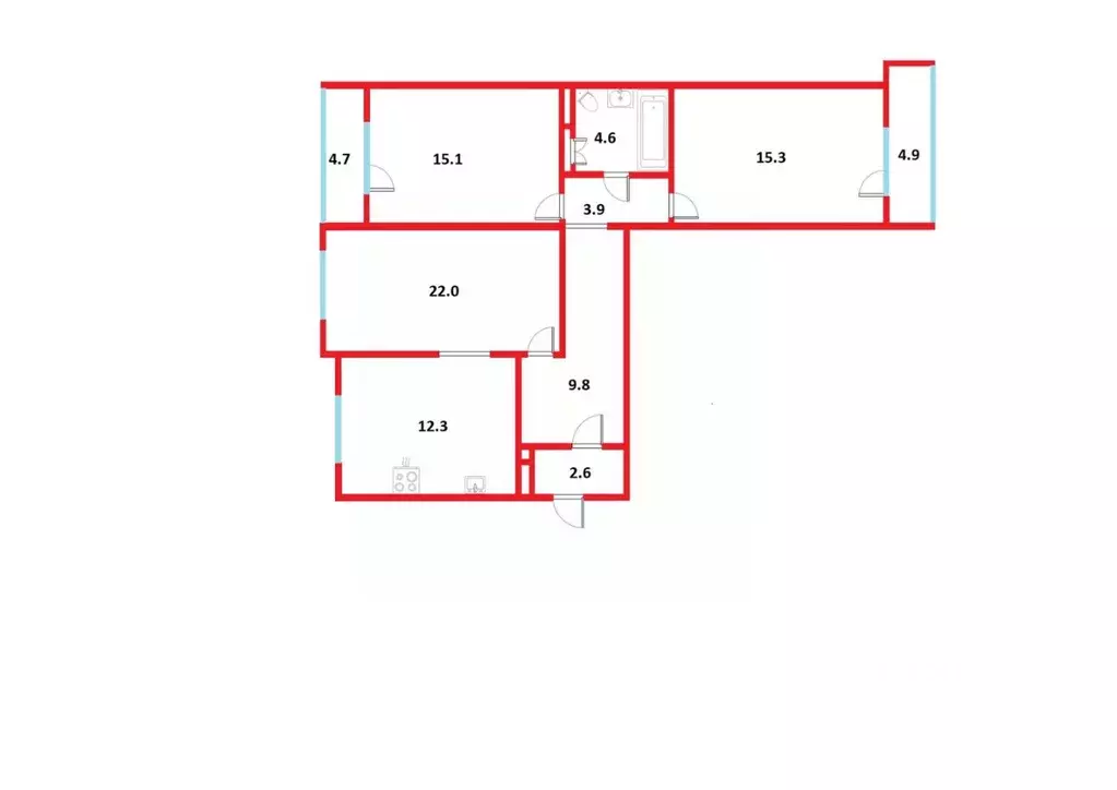 3-к кв. Санкт-Петербург ул. Савушкина, 140 (85.8 м) - Фото 2