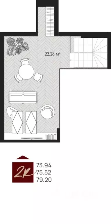 2-к кв. Калининградская область, Зеленоградск  (75.52 м) - Фото 2
