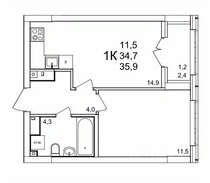 1-к кв. Нижегородская область, Нижний Новгород д. Анкудиновка, КМ ... - Фото 1
