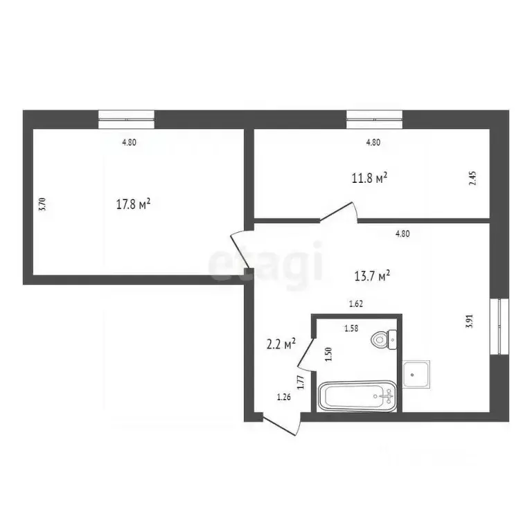 2-к кв. Красноярский край, Красноярск ул. Комбайностроителей, 32 (47.9 ... - Фото 1