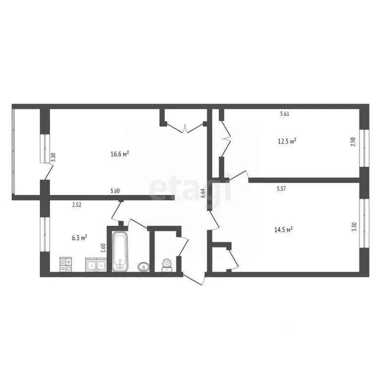 3-к кв. Свердловская область, Талица ул. Ленина, 78 (63.9 м) - Фото 1