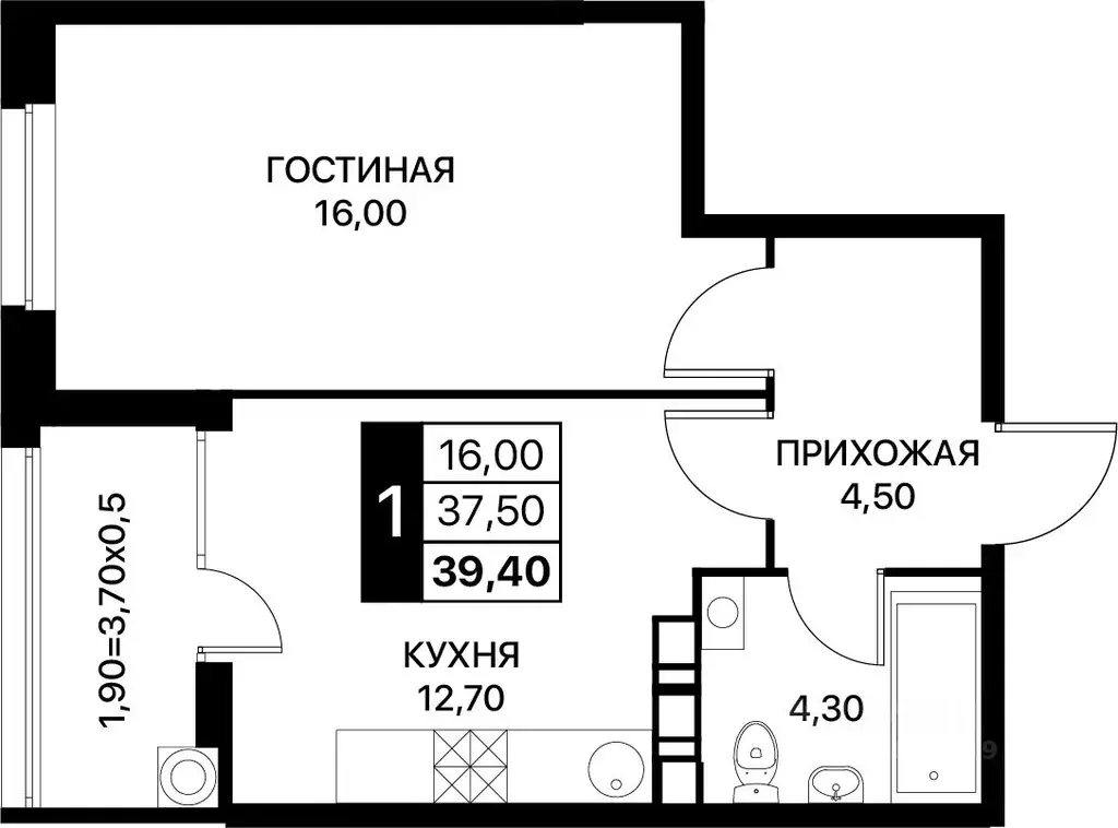 1-к кв. Ростовская область, Ростов-на-Дону ул. Вересаева, 96 (39.4 м) - Фото 0