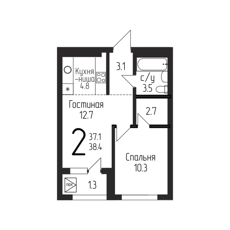 Продаётся 2-к квартира, 38.4 м - Фото 0