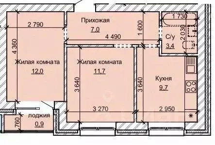 2-к кв. Алтайский край, Барнаул ул. Анатолия (44.7 м) - Фото 0