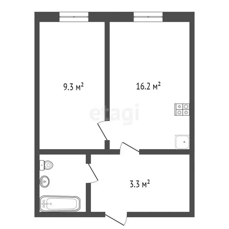 2-комнатная квартира: Туринск, улица Спорта, 13 (44 м) - Фото 0