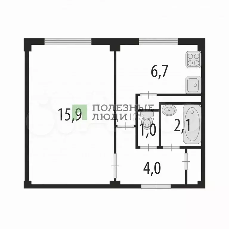 1-к. квартира, 30,3 м, 4/5 эт. - Фото 0
