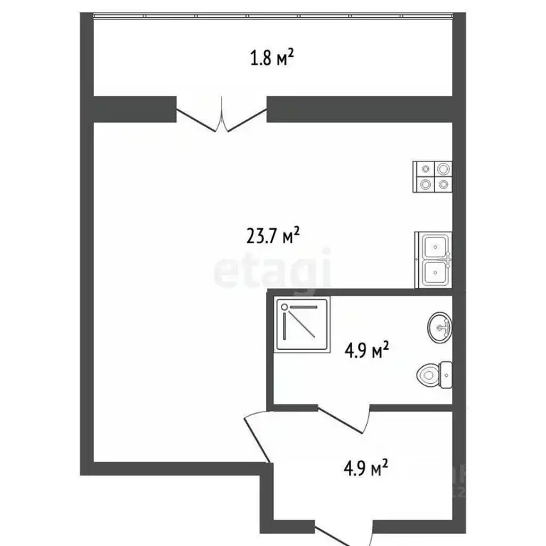 1-к кв. Белгородская область, Белгород Привольная ул., 28 (32.9 м) - Фото 0