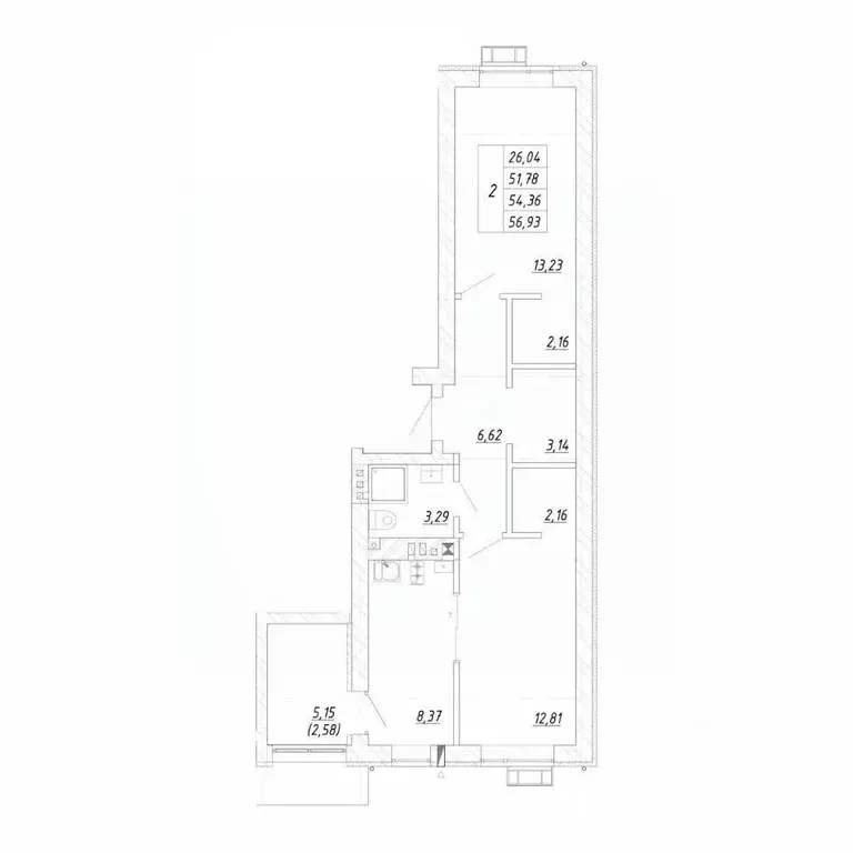 2-к кв. Калининградская область, Зеленоградск  (56.93 м) - Фото 1