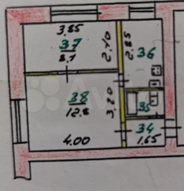 2-к. квартира, 29,6 м, 1/3 эт. - Фото 0