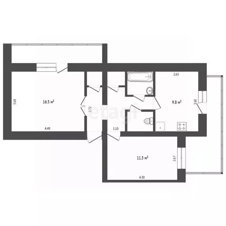 2-к кв. Крым, Джанкой ул. Крупской (60.0 м) - Фото 1