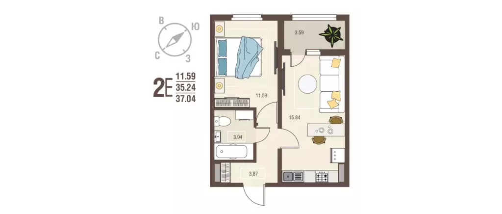 Продаётся 1-к квартира, 37.04 м - Фото 0