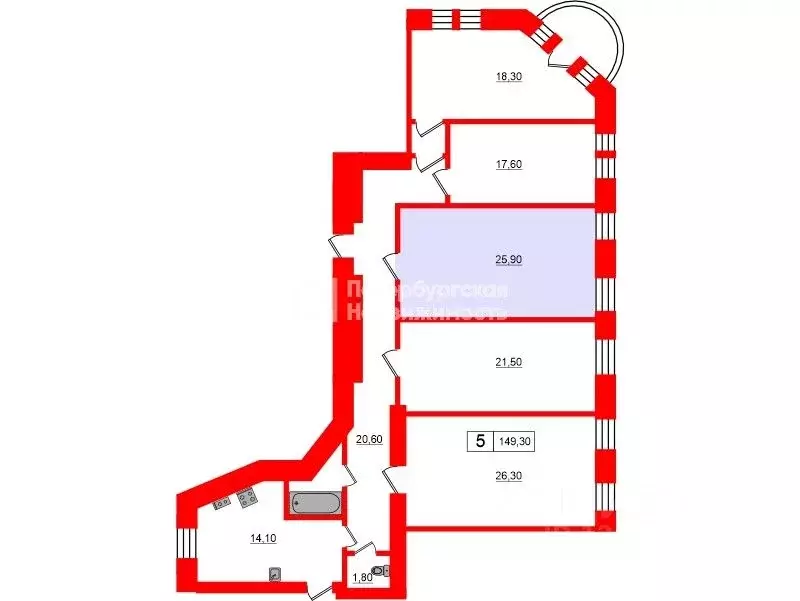 Комната Санкт-Петербург Ропшинская ул., 19 (25.1 м) - Фото 2