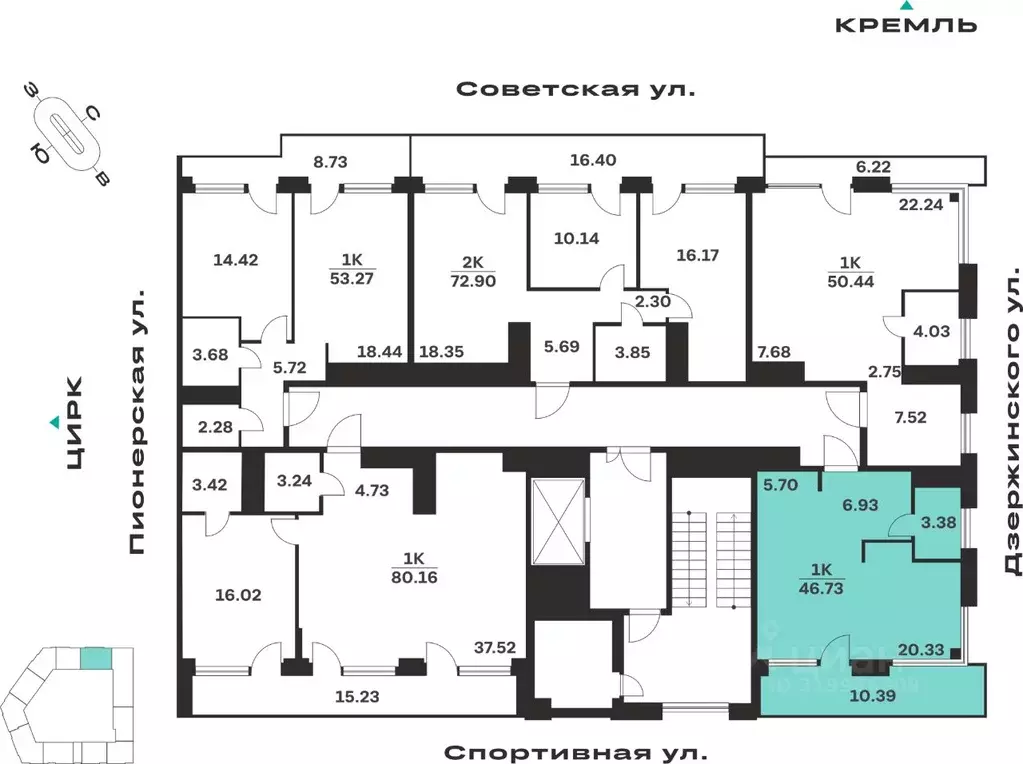1-к кв. Тульская область, Тула ул. Болотникова, 4 (46.73 м) - Фото 1