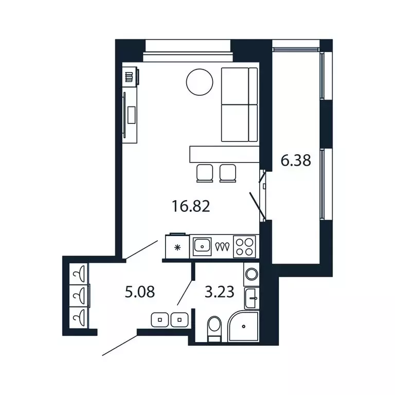 Квартира-студия: Новоселье, Центральная улица, 30к1 (25 м) - Фото 1