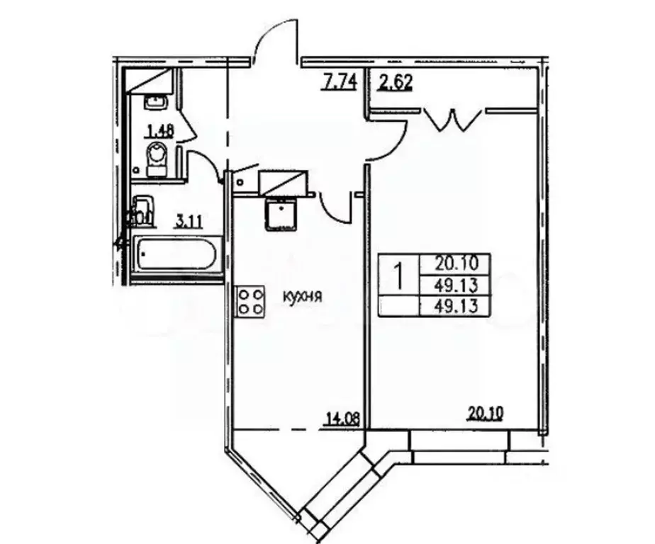 1-к кв. Ленинградская область, Всеволожский район, д. Новое Девяткино ... - Фото 2