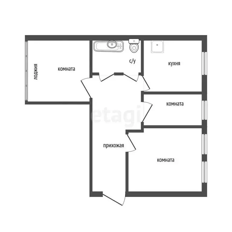3-комнатная квартира: Красноярск, улица Калинина, 2В (75.4 м) - Фото 1