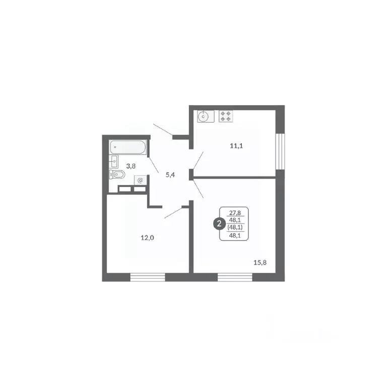 2-к кв. Кировская область, Киров ул. Потребкооперации, 34 (48.1 м) - Фото 1