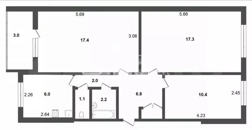 3-к кв. Ярославская область, Ярославль ул. Панина, 26 (63.0 м) - Фото 1