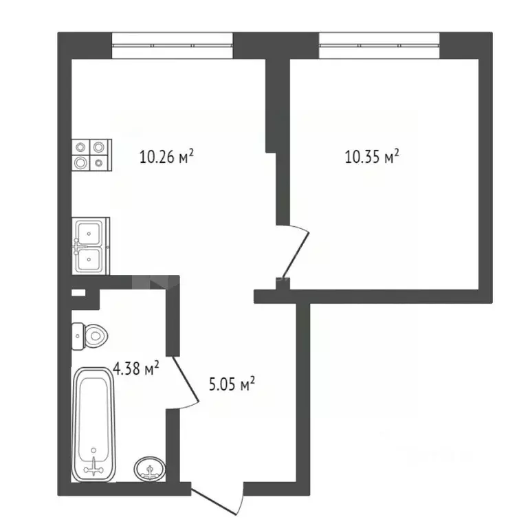 1-к кв. Тюменская область, Тюмень ул. Первооткрывателей, 14 (29.1 м) - Фото 2