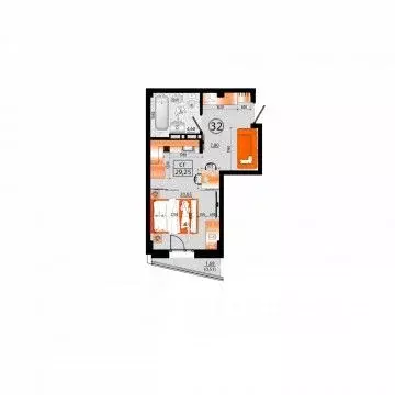 Студия Приморский край, Владивосток Санрайс жилой комплекс (29.25 м) - Фото 1