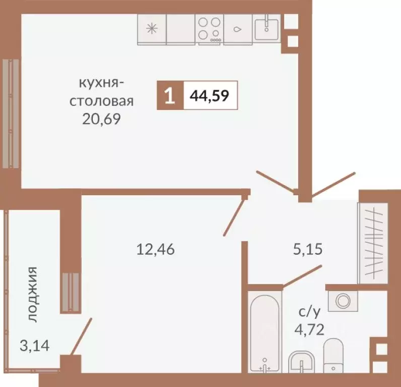1-к кв. Свердловская область, Екатеринбург пер. Старателей (44.59 м) - Фото 0