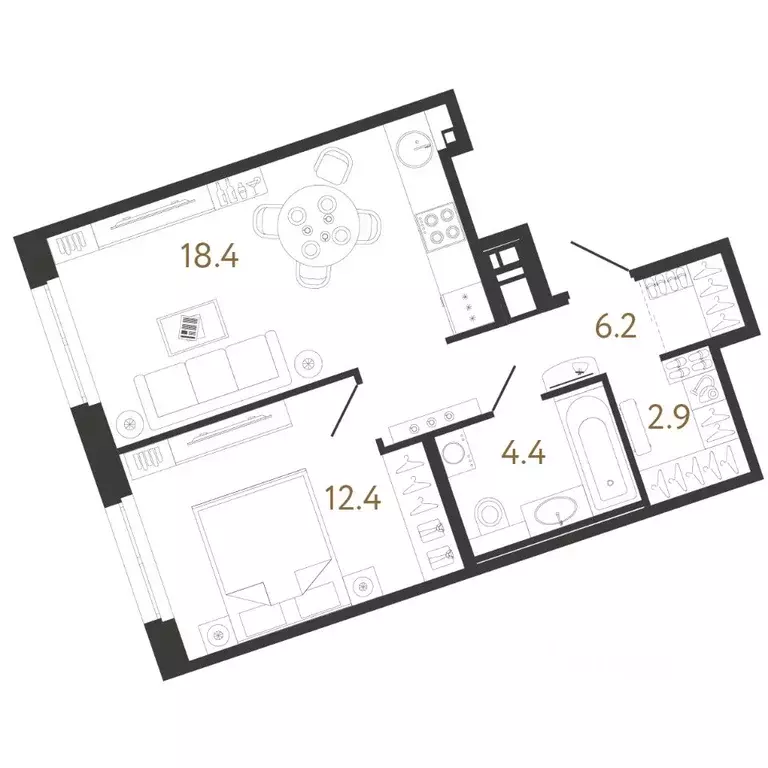 1-к кв. Санкт-Петербург ул. Бабушкина, 2 (44.3 м) - Фото 0