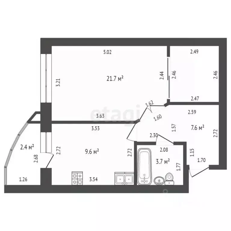 1-к кв. Башкортостан, Стерлитамак ул. Артема, 151Б (42.6 м) - Фото 1
