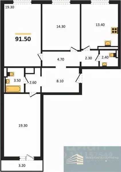 3-к кв. Воронежская область, Воронеж ул. Загоровского, 5/3 (91.5 м) - Фото 0