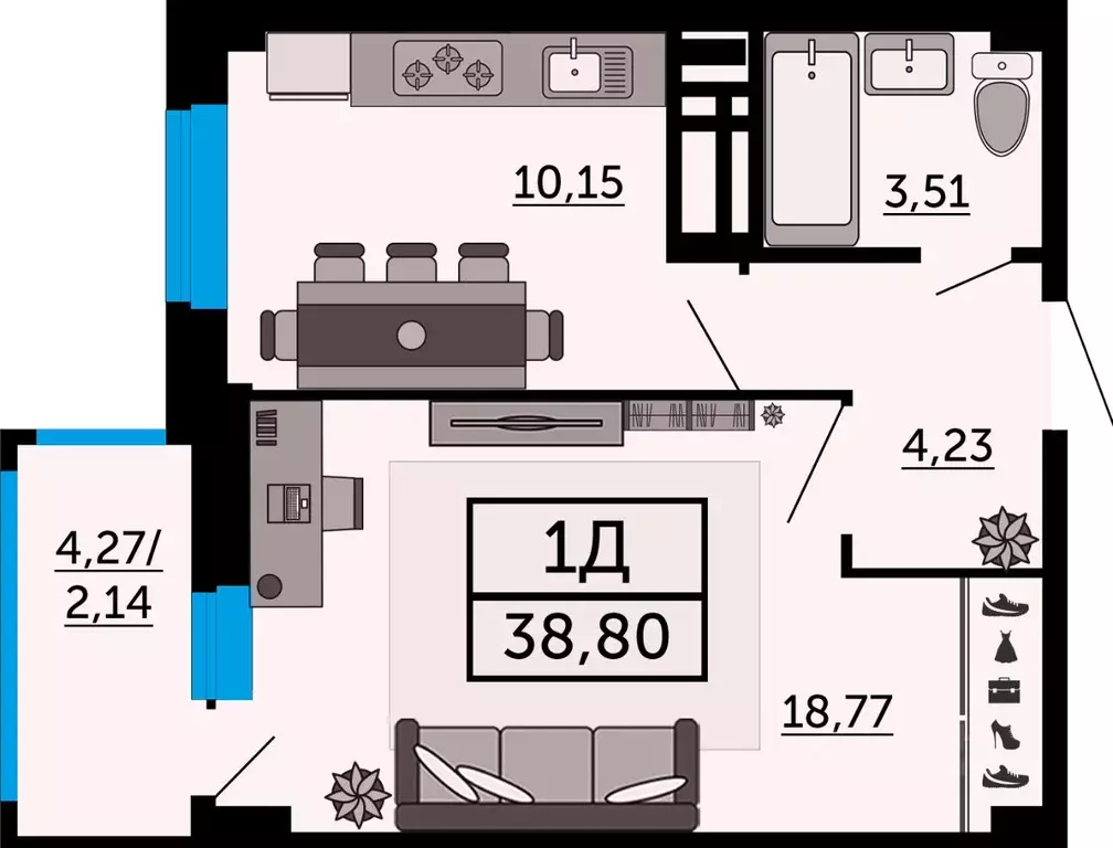 1-к кв. Ростовская область, Ростов-на-Дону ул. Мечникова, 110Г (38.8 ... - Фото 0