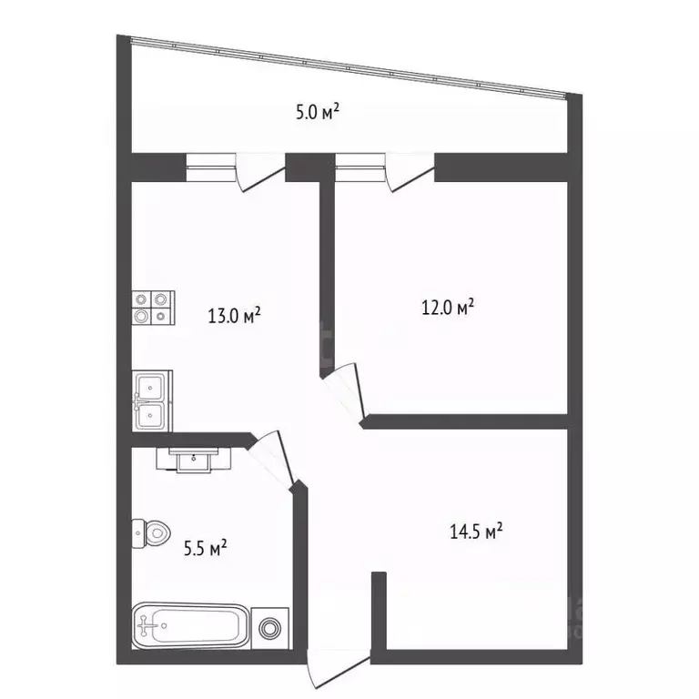 2-к кв. Омская область, Омск Октябрьская ул., 159 (45.0 м) - Фото 2