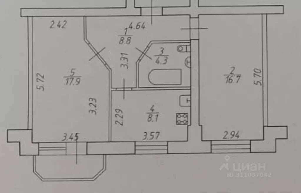 2-к кв. Новгородская область, Великий Новгород ул. 20 Января, 22 (55.0 ... - Фото 0