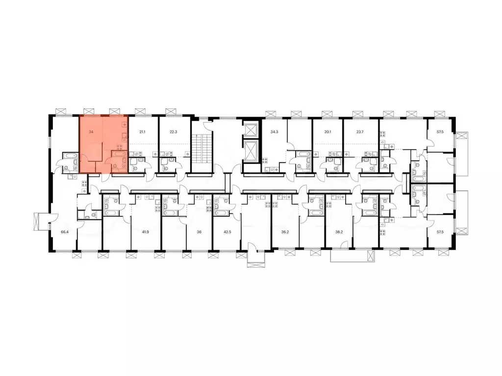 1-к. квартира, 34 м, 7/9 эт. - Фото 1