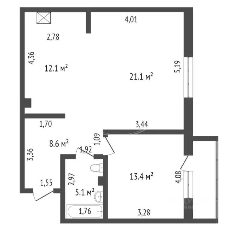 2-к кв. Калининградская область, Калининград Земельная ул., 14 (67.6 ... - Фото 2