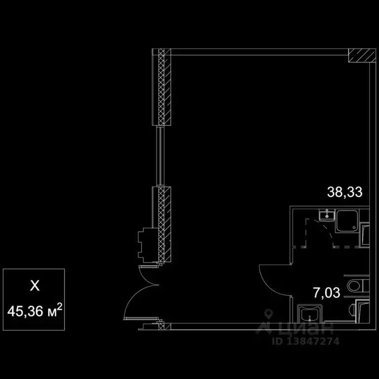 Торговая площадь в Москва 2-й Хорошевский проезд, 7С8 (45 м) - Фото 1