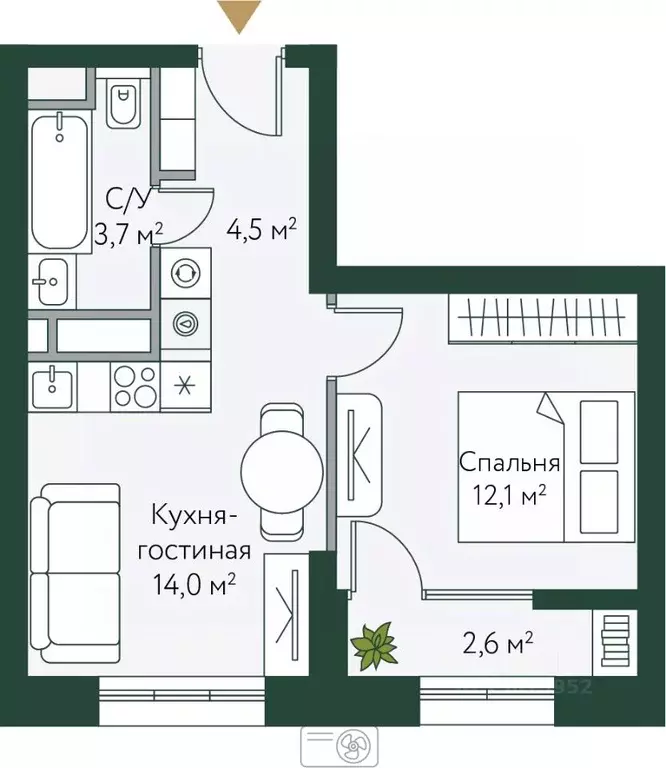 1-к кв. Волгоградская область, Волгоград Новосибирская ул., 74 (36.85 ... - Фото 0