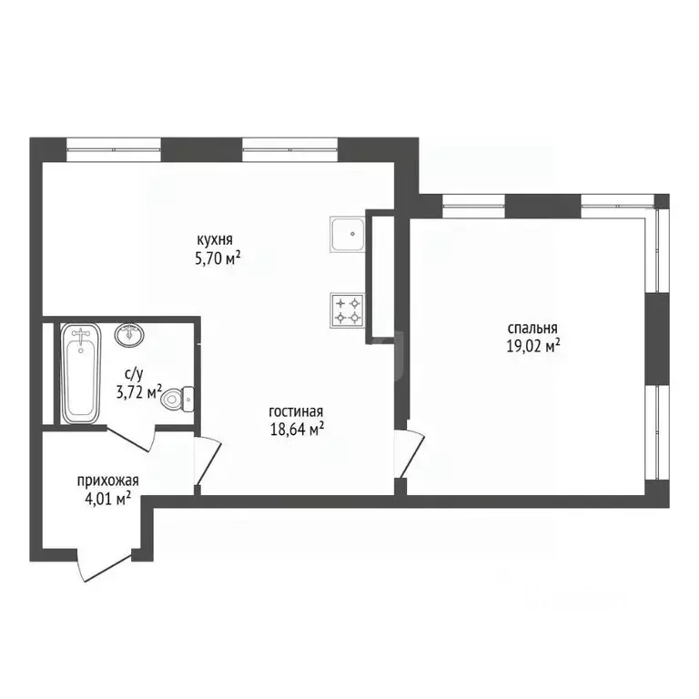 2-к кв. Башкортостан, Уфа просп. Октября, 75 (51.9 м) - Фото 2