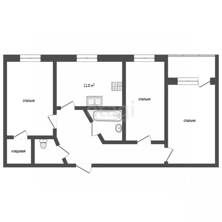 3-к кв. Крым, Бахчисарайский район, с. Долинное ул. Ленина, 22 (74.5 ... - Фото 2