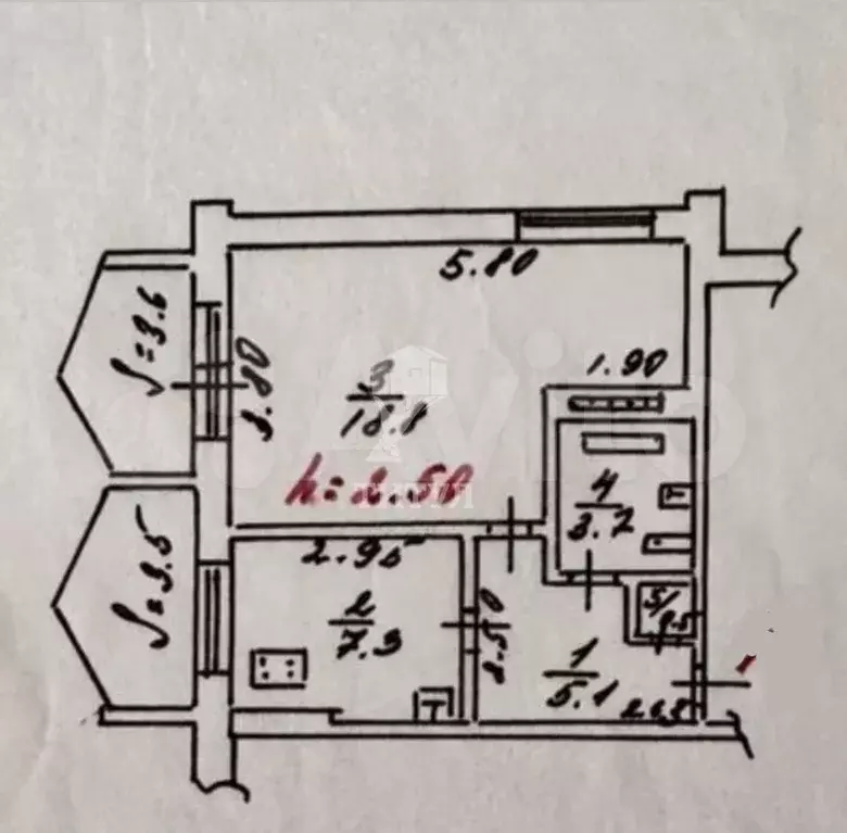 2-к. квартира, 38,4 м, 6/9 эт. - Фото 0