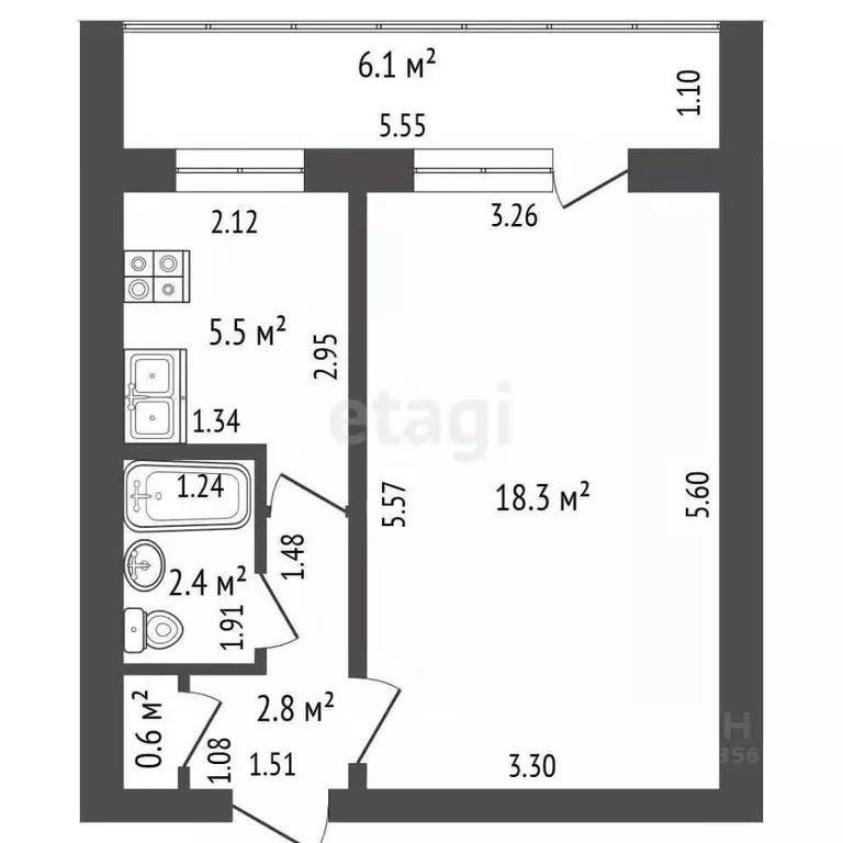 1-к кв. Краснодарский край, Анапа Астраханская ул., 84 (29.5 м) - Фото 1