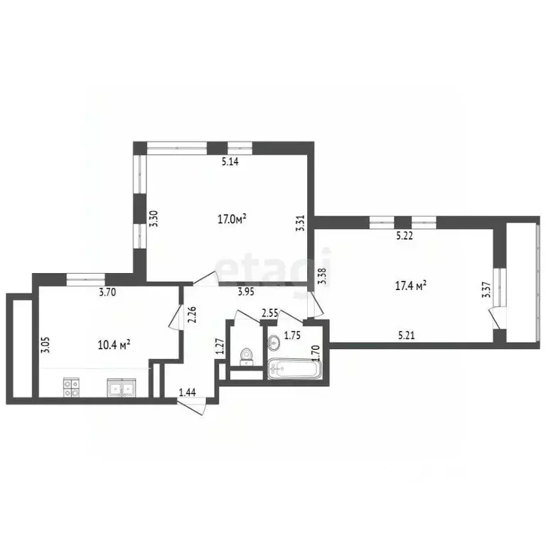 2-к кв. Москва ул. Молодцова, 17 (57.0 м) - Фото 2