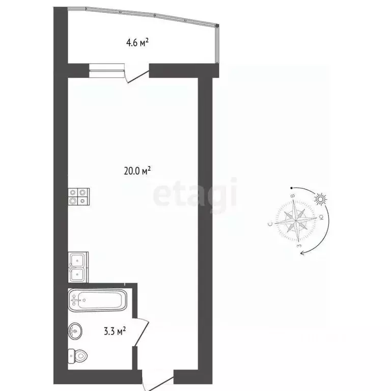 Студия Вологодская область, Череповец Рыбинская ул., 56 (23.0 м) - Фото 1