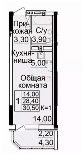 Студия Ростовская область, Ростов-на-Дону Белокалитвинская ул., 2/1с1 ... - Фото 2