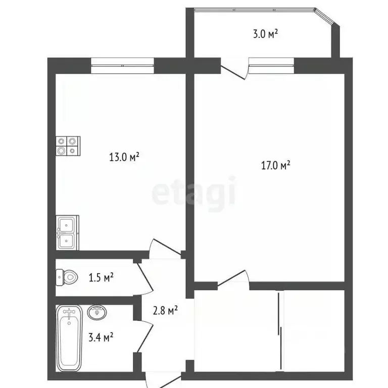1-к кв. Тюменская область, Тюмень Широтная ул., 118к2 (45.0 м) - Фото 2
