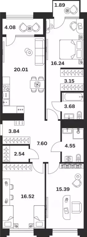 3-к кв. Тульская область, Тула ул. Болотникова, 4 (99.49 м) - Фото 1
