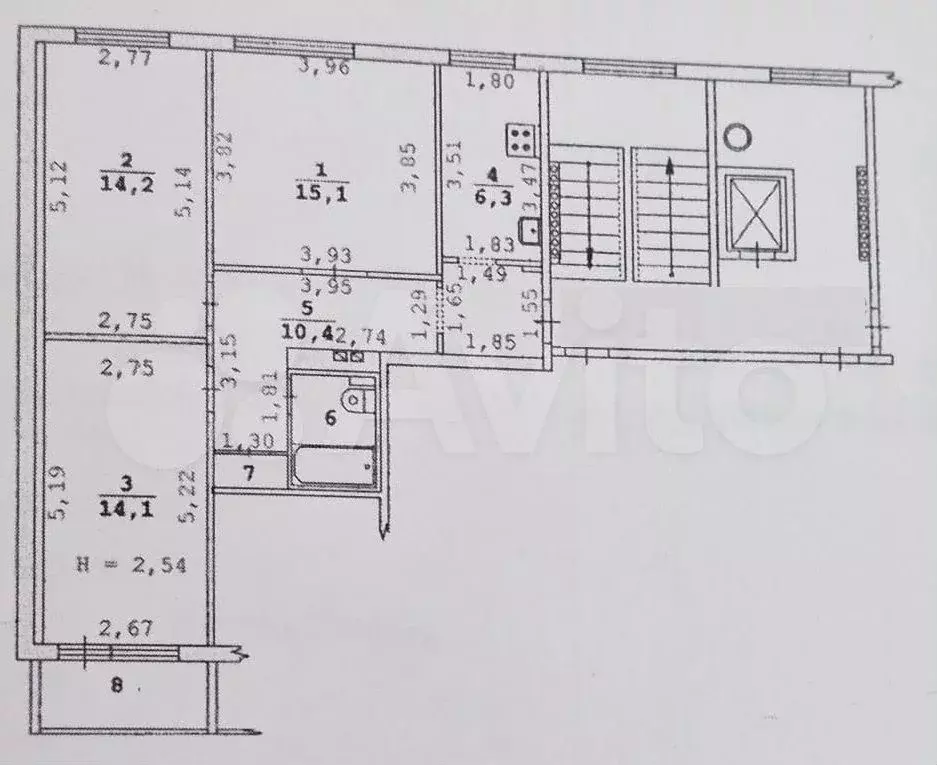 3-к. квартира, 64 м, 4/9 эт. - Фото 0