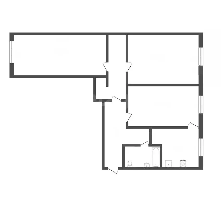 3-комнатная квартира: посёлок Грибково, 7 (59.4 м) - Фото 1