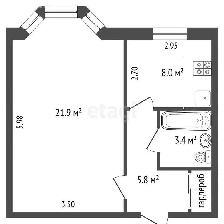 1-комнатная квартира: Новый Уренгой, Юбилейная улица, 1 (39.6 м) - Фото 1