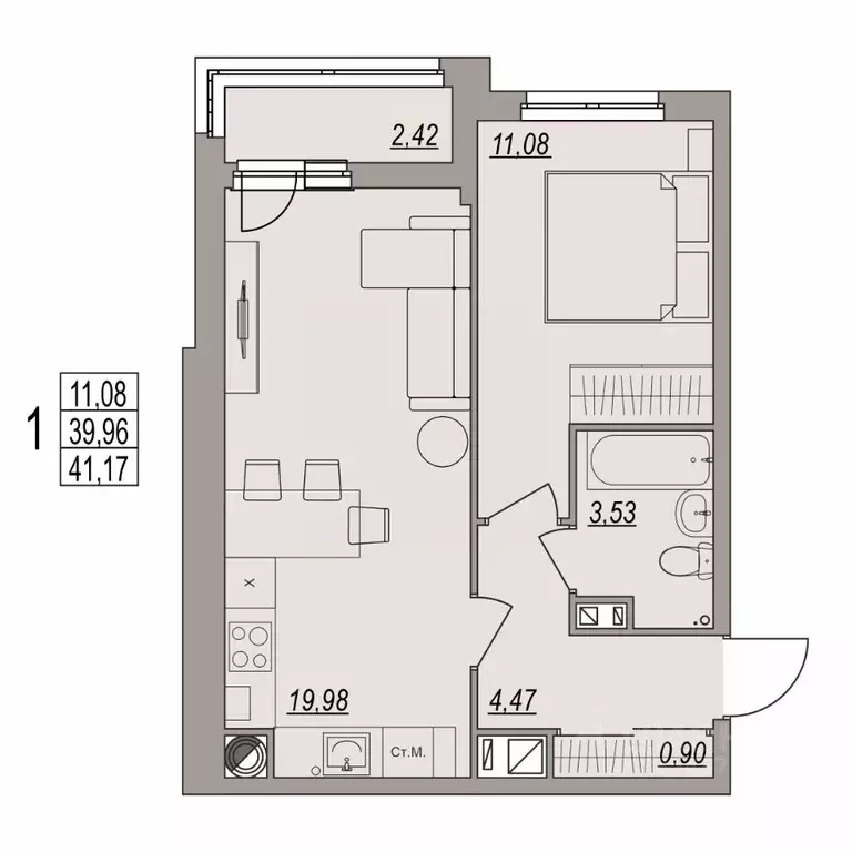 1-к кв. Волгоградская область, Волгоград ул. Дымченко, 9 (41.17 м) - Фото 1